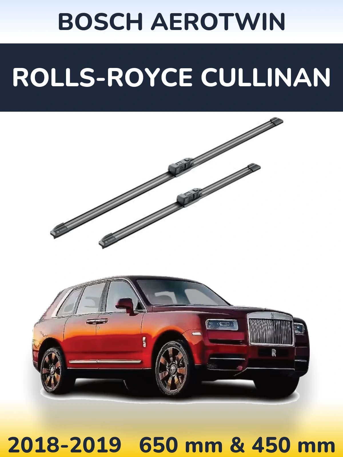Комплект передніх щіток BOSCH AeroTwin 650 & 450 мм для Rolls-Royce Cullinan 2018-2019