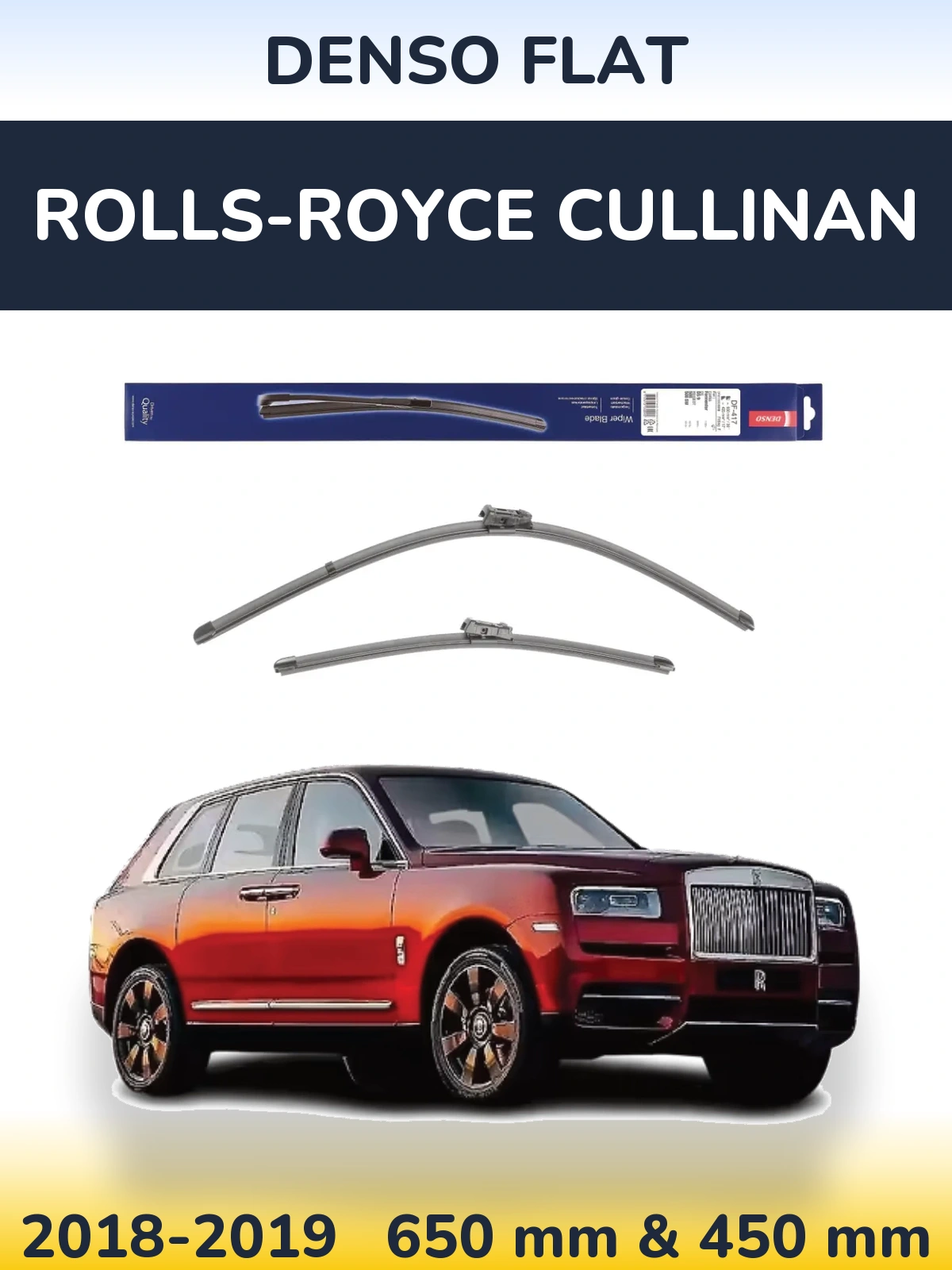 Komplet przednich wycieraczek Denso Flat 650 & 450 mm do Rolls-Royce Cullinan 2018-2019