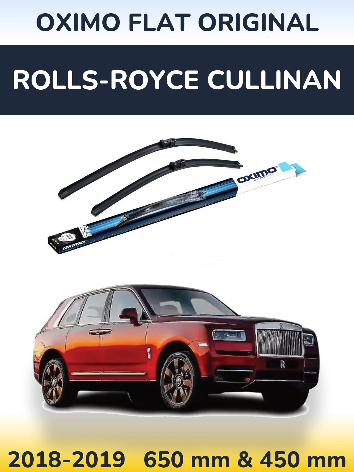 Комплект передних дворников Oximo Flat Original 650 & 450 мм для Rolls-Royce Cullinan 2018-2019