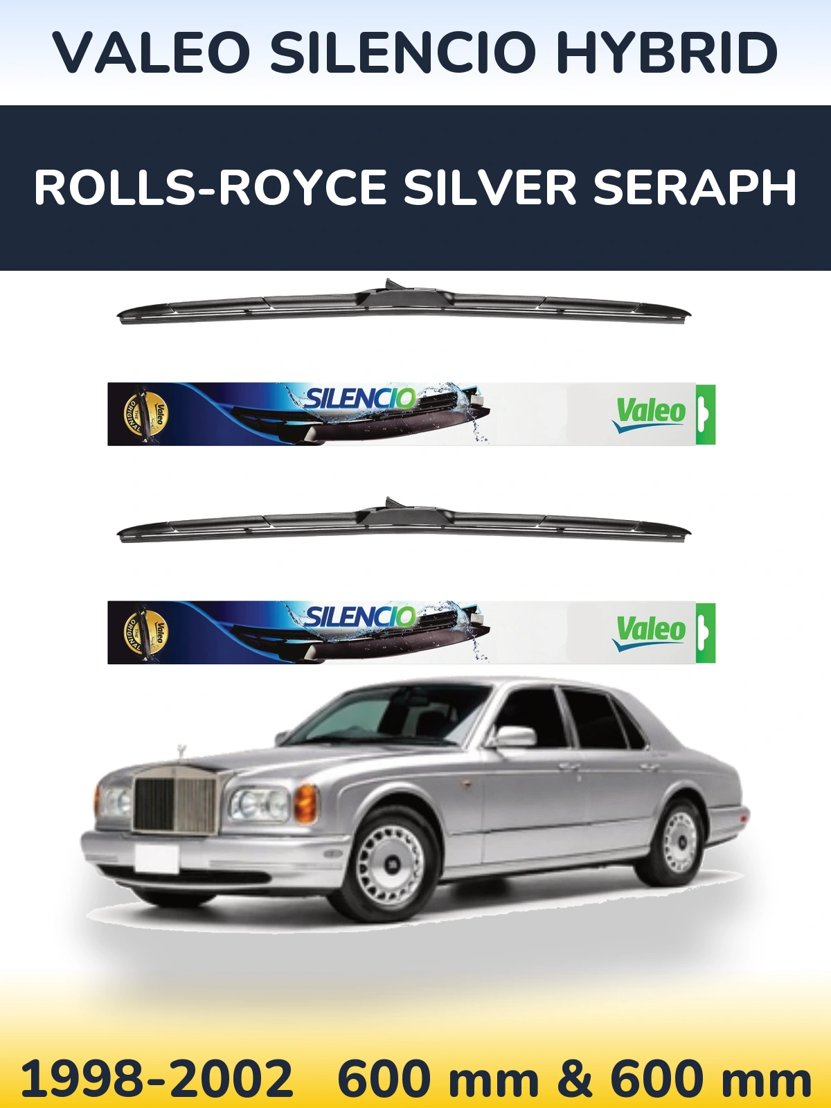 Комплект передних дворников Valeo Silencio Hybrid 600 & 600 мм для Rolls-Royce Silver Seraph 1998-2002
