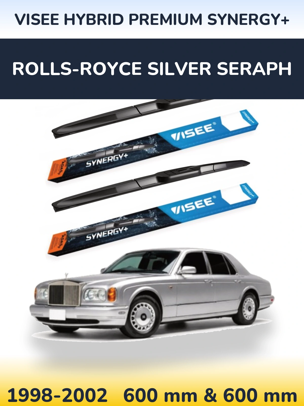 Комплект передних дворников VISEE HYBRID PREMIUM SYNERGY+ 600 & 600 мм для Rolls-Royce Silver Seraph 1998-2002