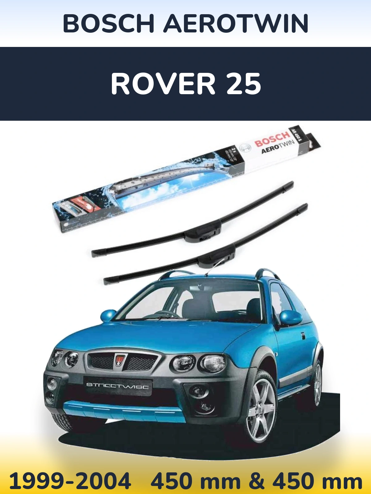 Комплект передніх щіток BOSCH AeroTwin 450 & 450 мм для Rover 25 1999-2004