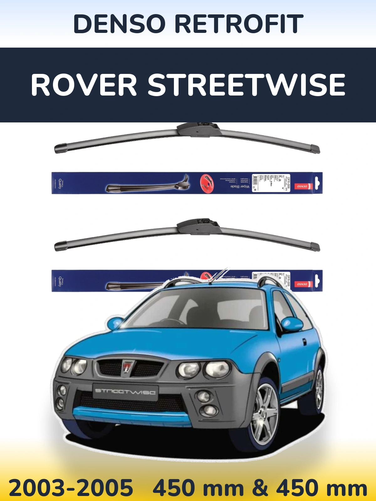 Комплект передних дворников Denso Retrofit 450 & 450 мм для Rover Streetwise 2003-2005