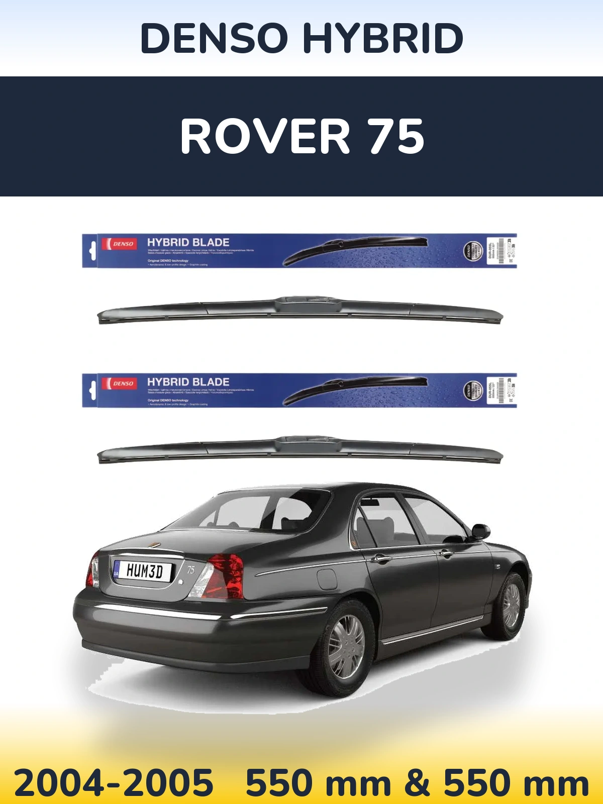Komplet przednich wycieraczek Denso Hybrid 550 & 550 mm do Rover 75 2004-2005