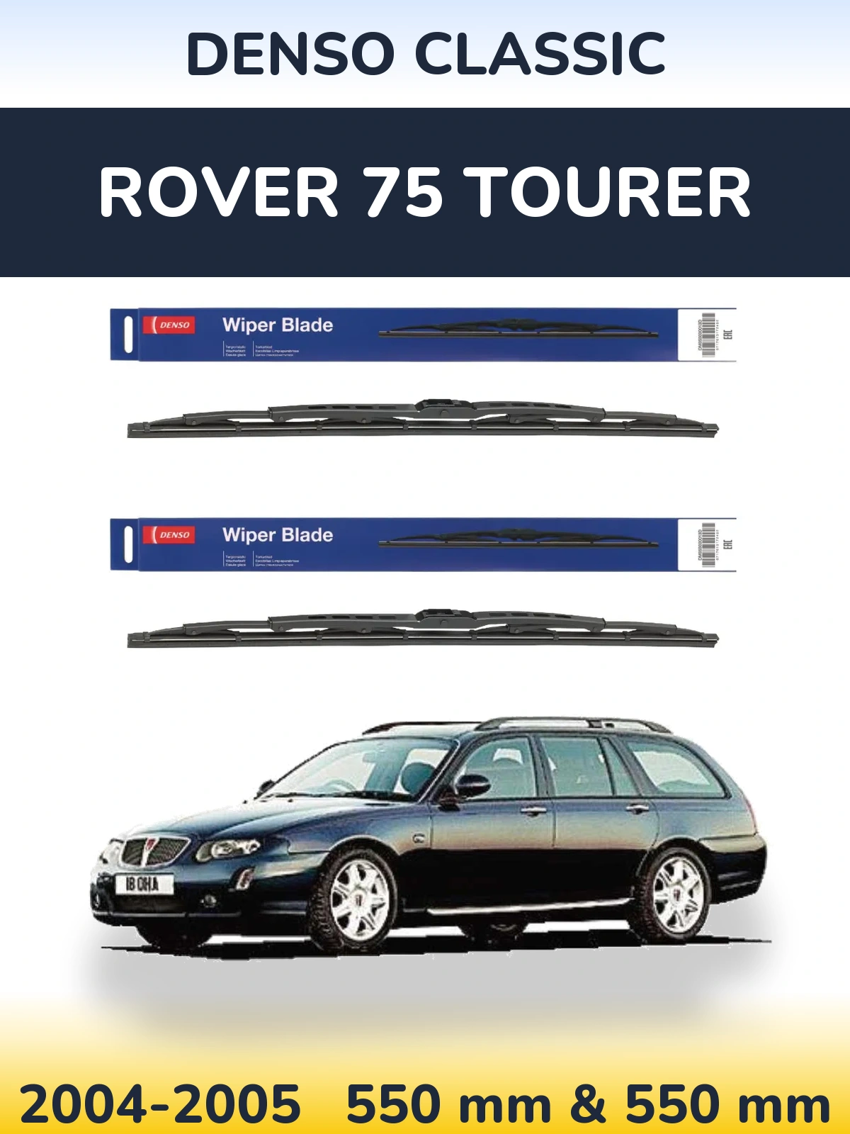 Комплект передніх щіток Denso Classic 550 & 550 мм для Rover 75 Tourer 2004-2005