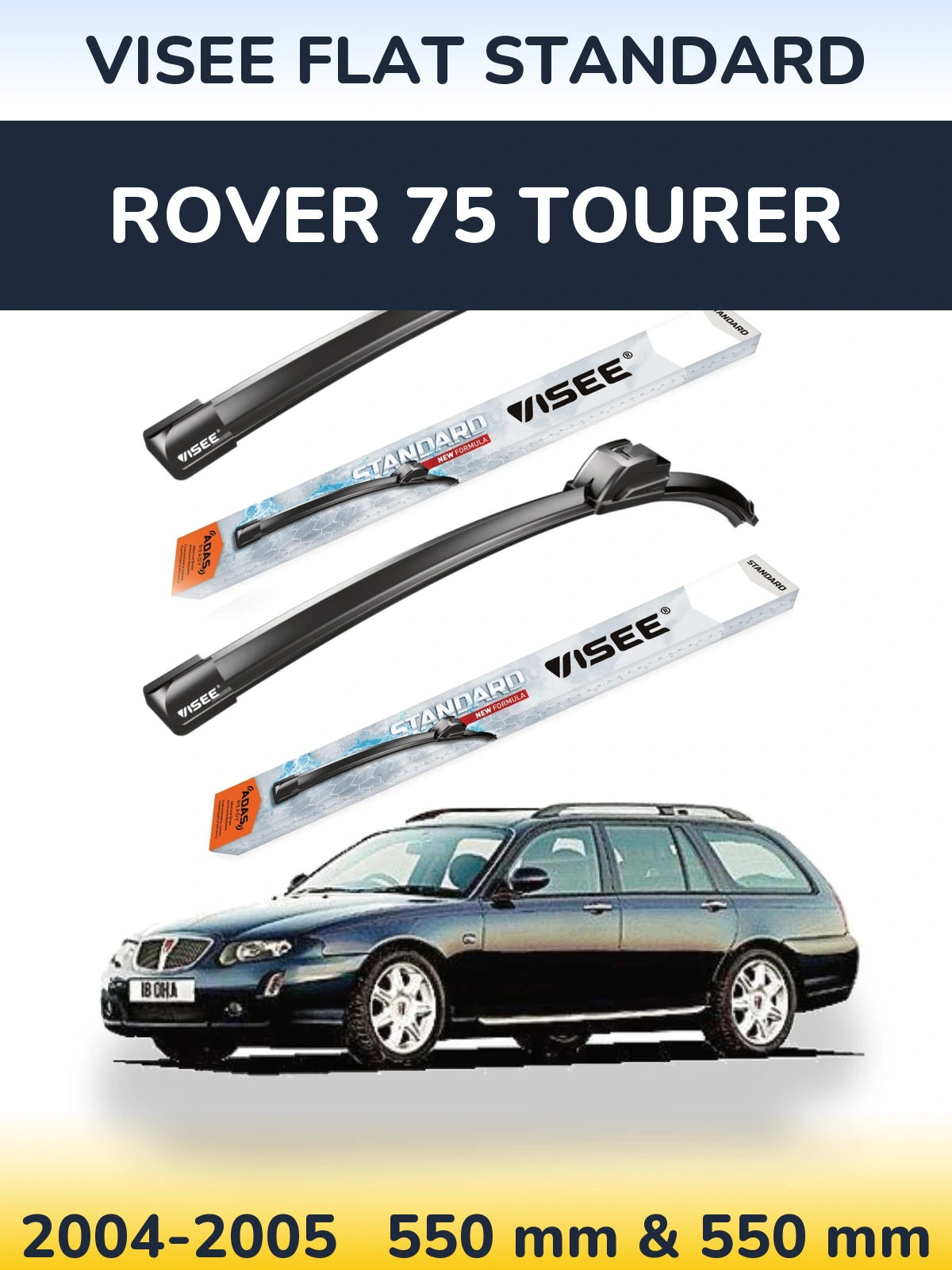 Комплект передних дворников VISEE FLAT STANDARD 550 & 550 мм для Rover 75 Tourer 2004-2005