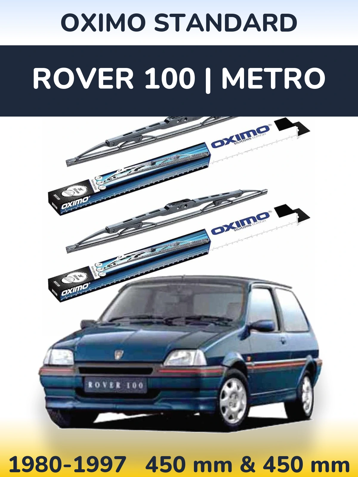 Komplet przednich wycieraczek Oximo Standard 450 & 450 mm do Rover 100 | Metro 1980-1997