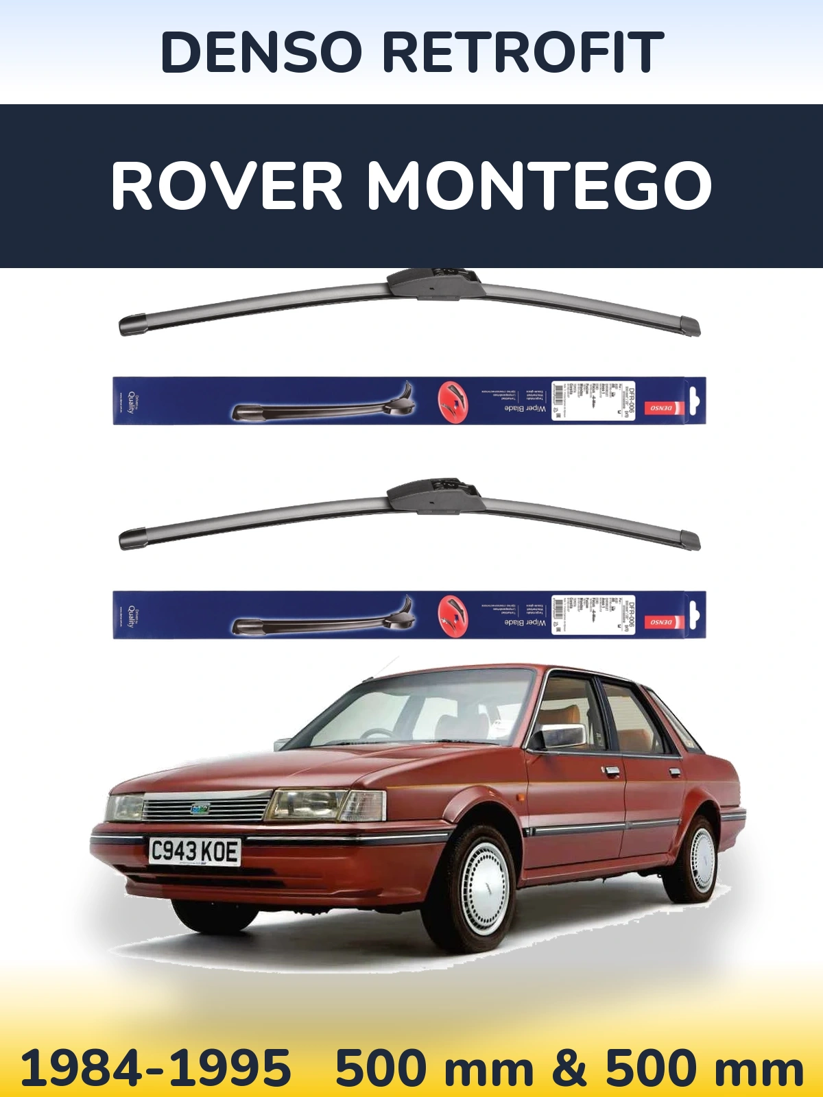 Комплект передних дворников Denso Retrofit 500 & 500 мм для Rover Montego 1984-1995