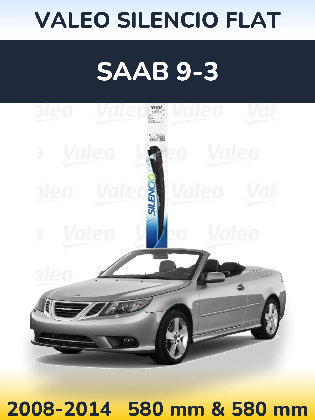 Комплект передних дворников Valeo Silencio Flat 580 & 580 мм для SAAB 9-3 2008-2014