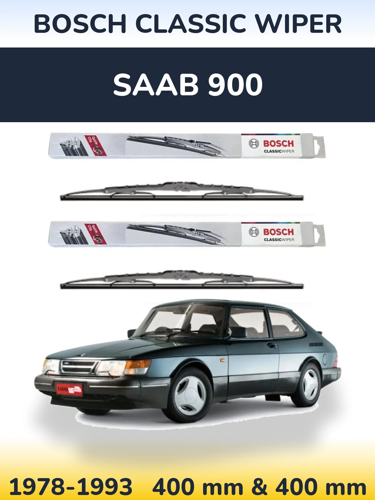 Komplet przednich wycieraczek BOSCH Classic Wiper 400 & 400 mm do SAAB 900 1978-1993