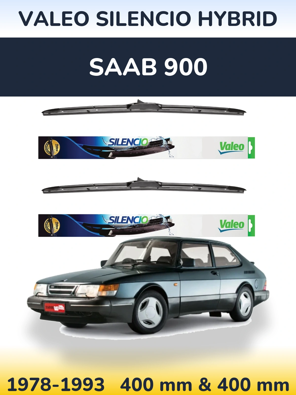 Комплект передніх щіток Valeo Silencio Hybrid 400 & 400 мм для SAAB 900 1978-1993