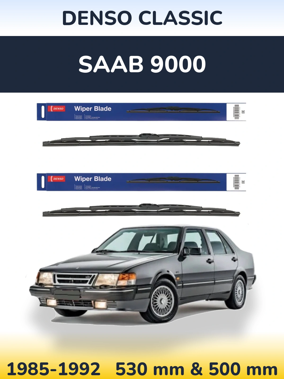 Комплект передніх щіток Denso Classic 530 & 500 мм для SAAB 9000 1985-1992