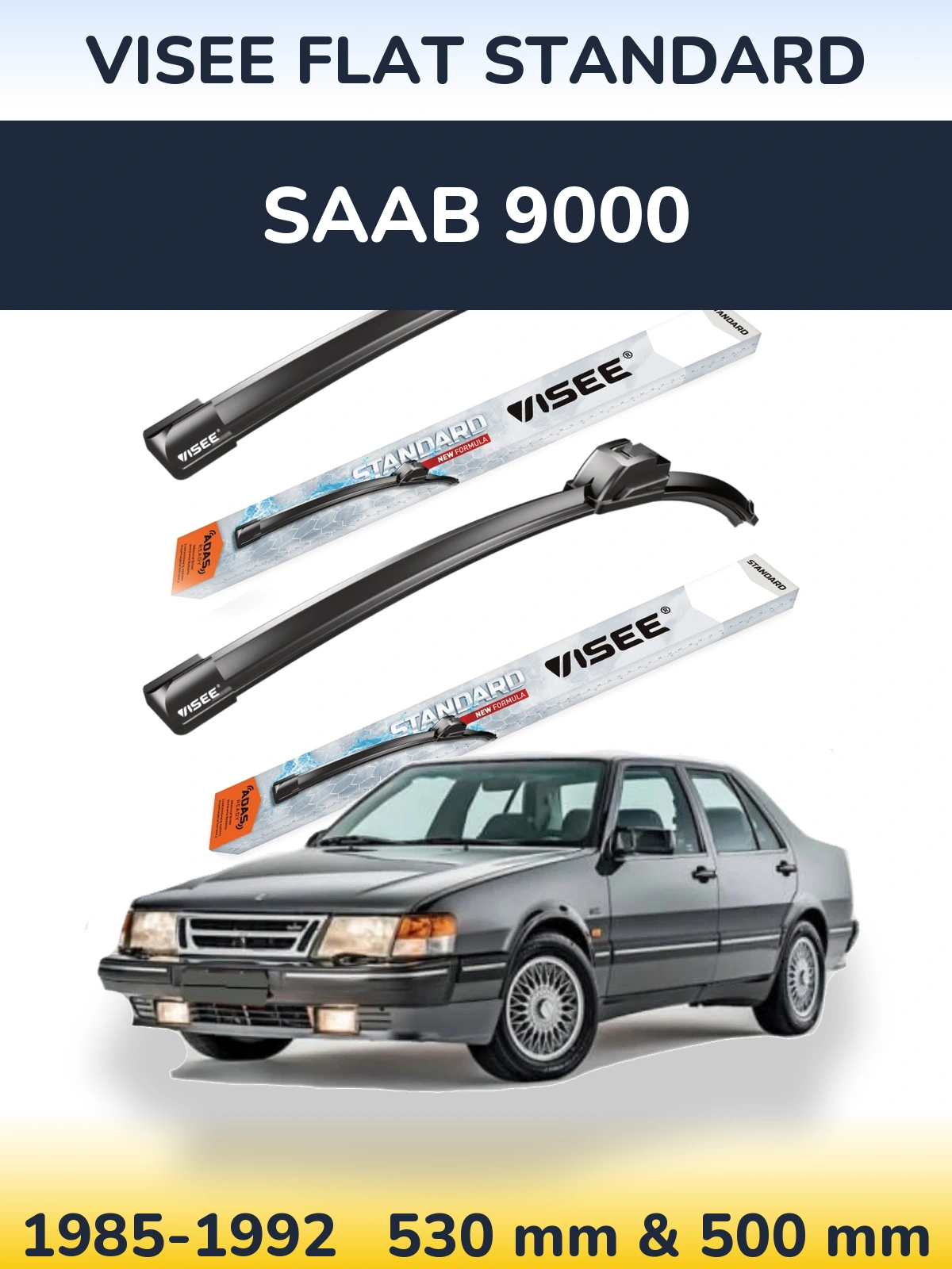Комплект передних дворников VISEE FLAT STANDARD 530 & 500 мм для SAAB 9000 1985-1992