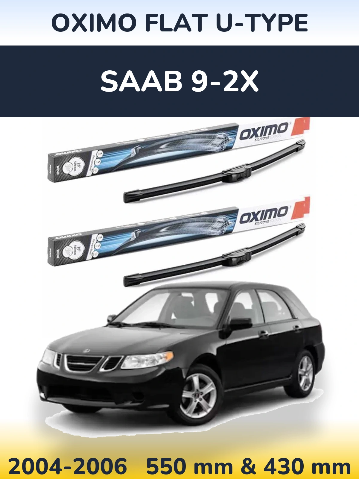 Комплект передних дворников Oximo Flat U-type 550 & 430 мм для SAAB 9-2X 2004-2006