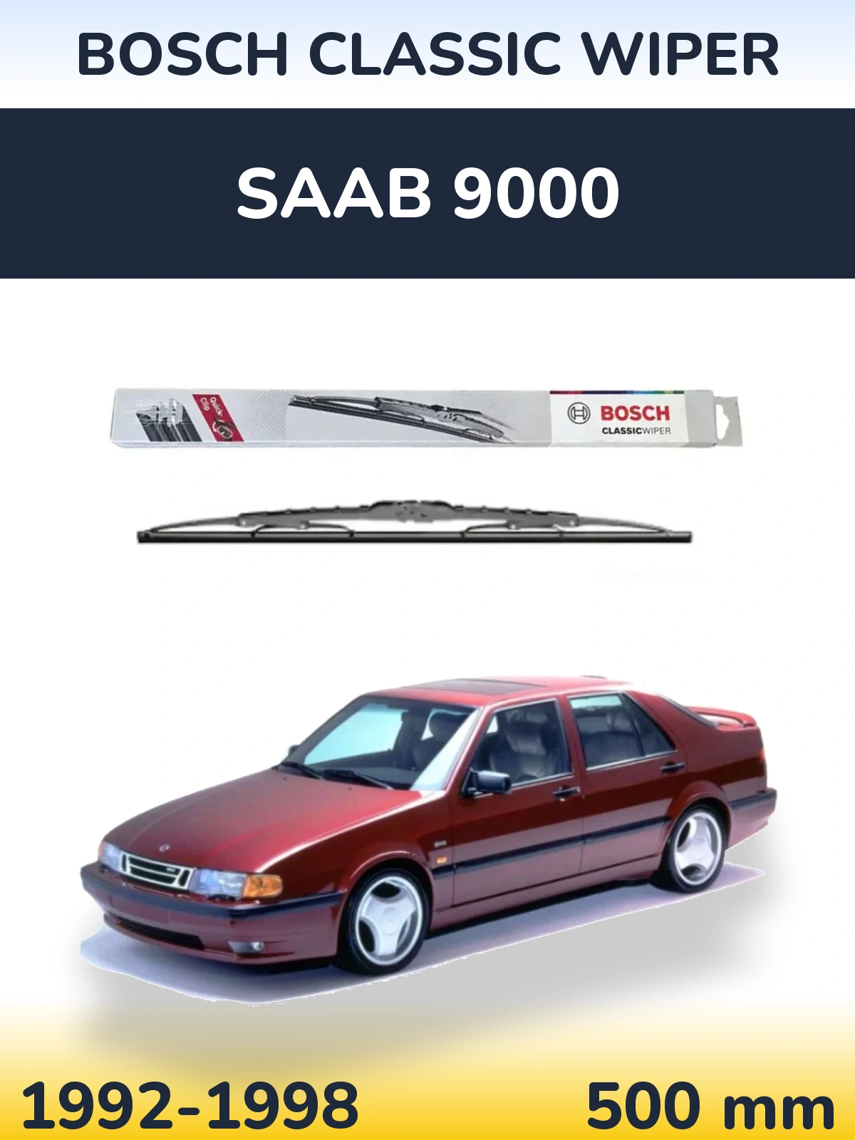 Tylna wycieraczka BOSCH Classic Wiper 500 mm do SAAB 9000 1992-1998