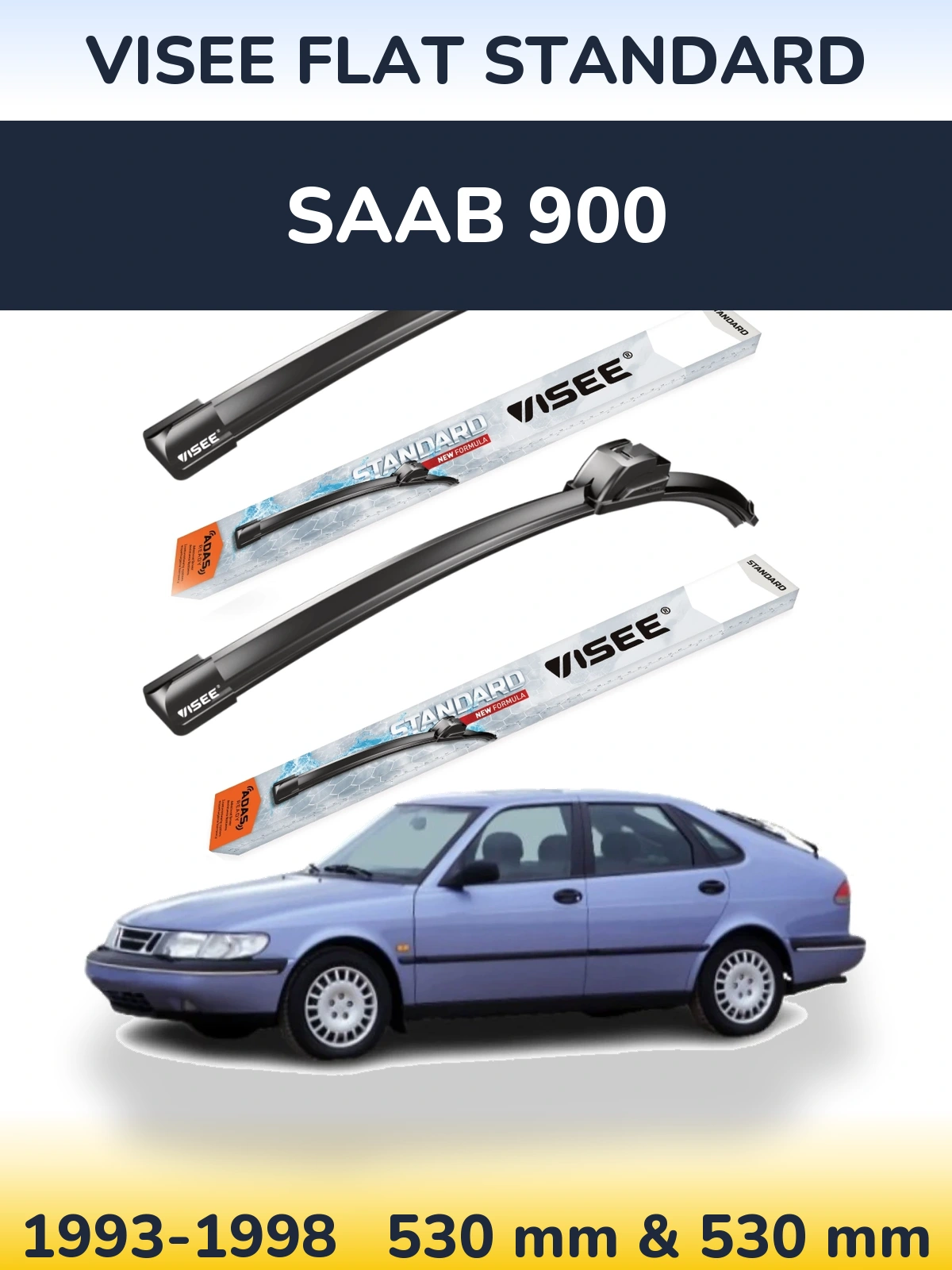 Комплект передних дворников VISEE FLAT STANDARD 530 & 530 мм для SAAB 900 1993-1998