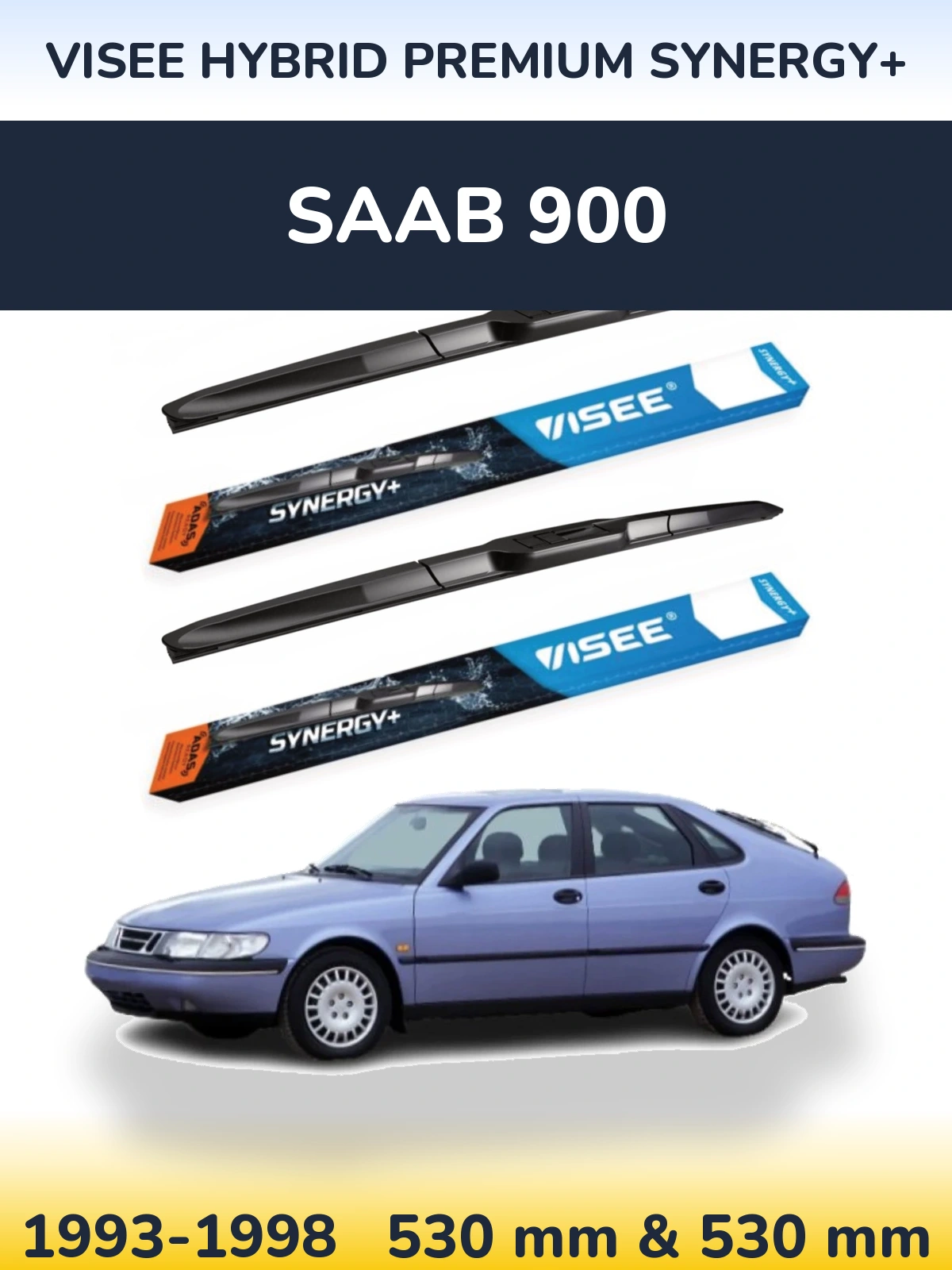 Комплект передних дворников VISEE HYBRID PREMIUM SYNERGY+ 530 & 530 мм для SAAB 900 1993-1998
