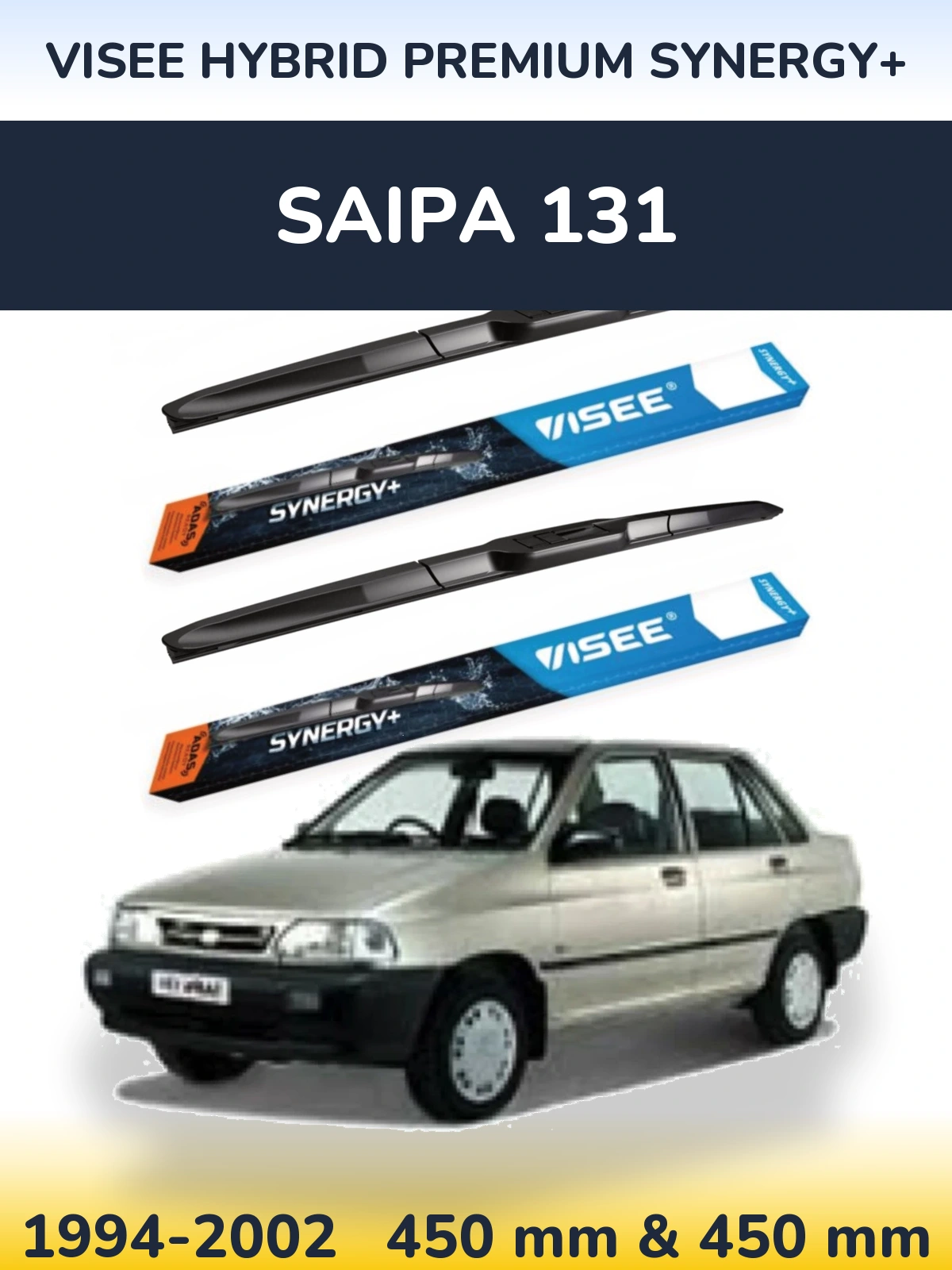 Komplet przednich wycieraczek VISEE HYBRID PREMIUM SYNERGY+ 450 & 450 mm do Saipa 131 1994-2002