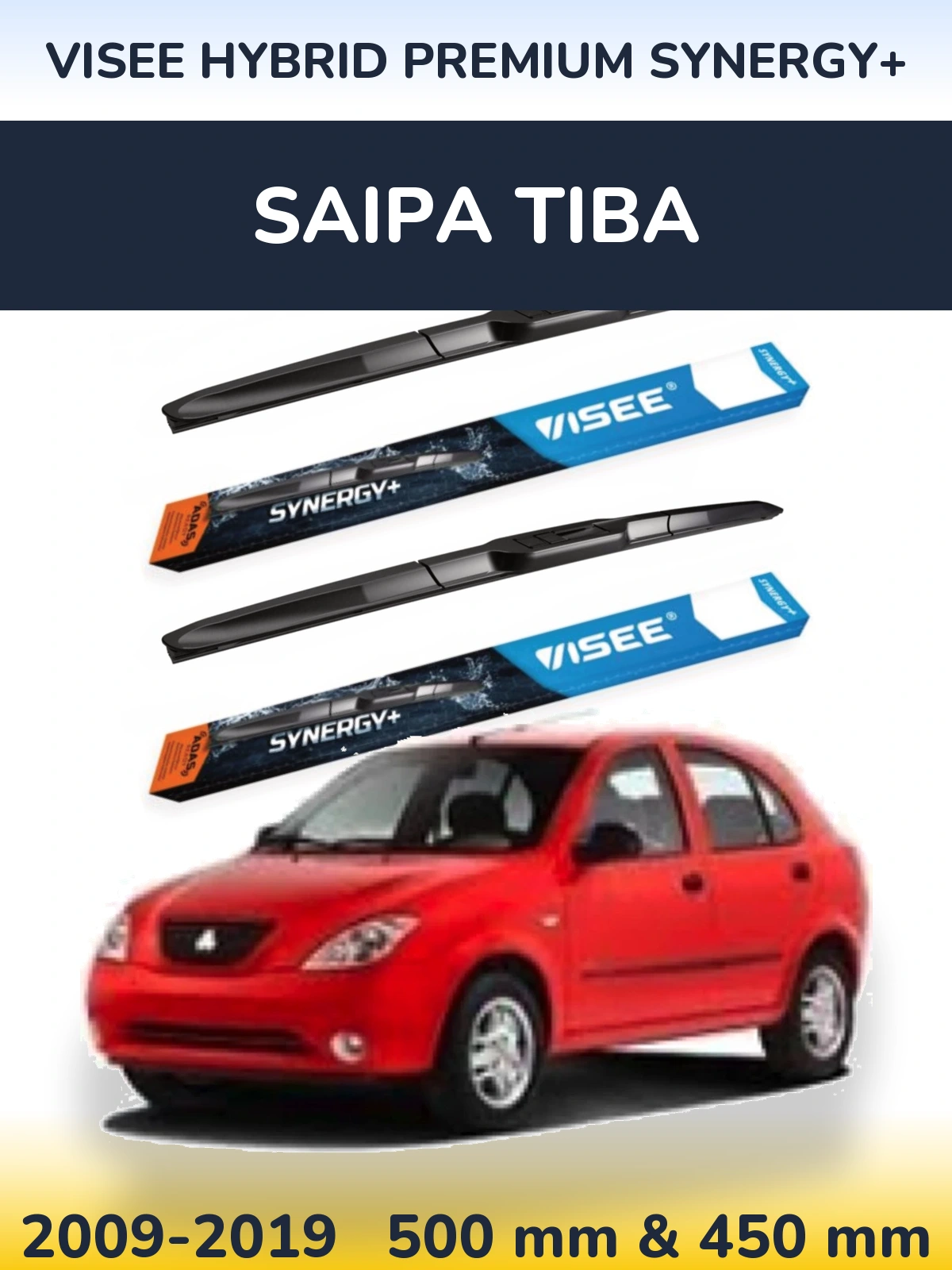 Комплект передних дворников VISEE HYBRID PREMIUM SYNERGY+ 500 & 450 мм для Saipa Tiba 2009-2019