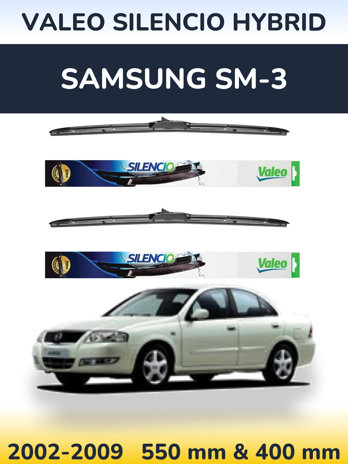 Комплект передних дворников Valeo Silencio Hybrid 550 & 400 мм для Samsung SM-3 2002-2009