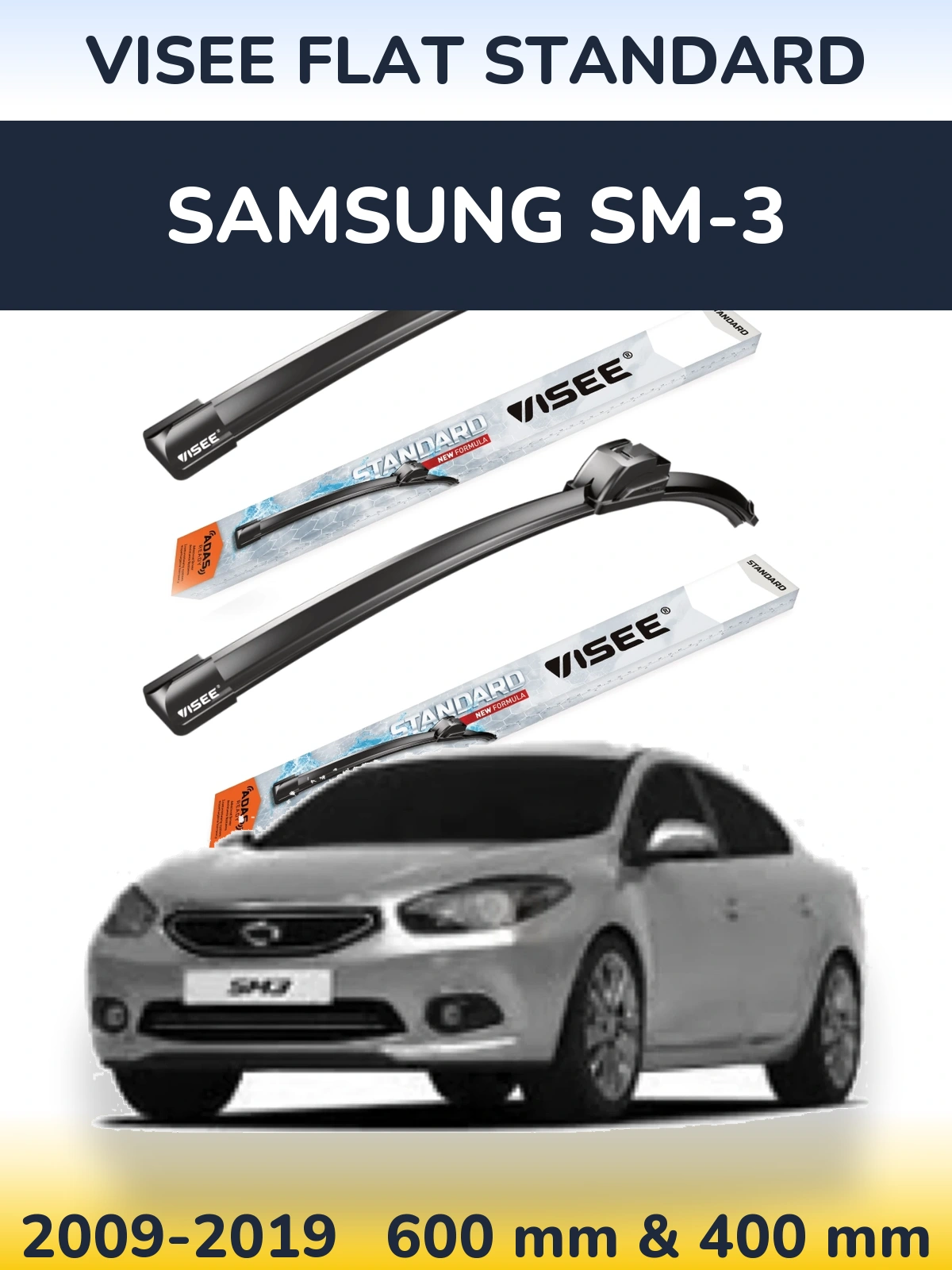 Комплект передних дворников VISEE FLAT STANDARD 600 & 400 мм для Samsung SM-3 2009-2019