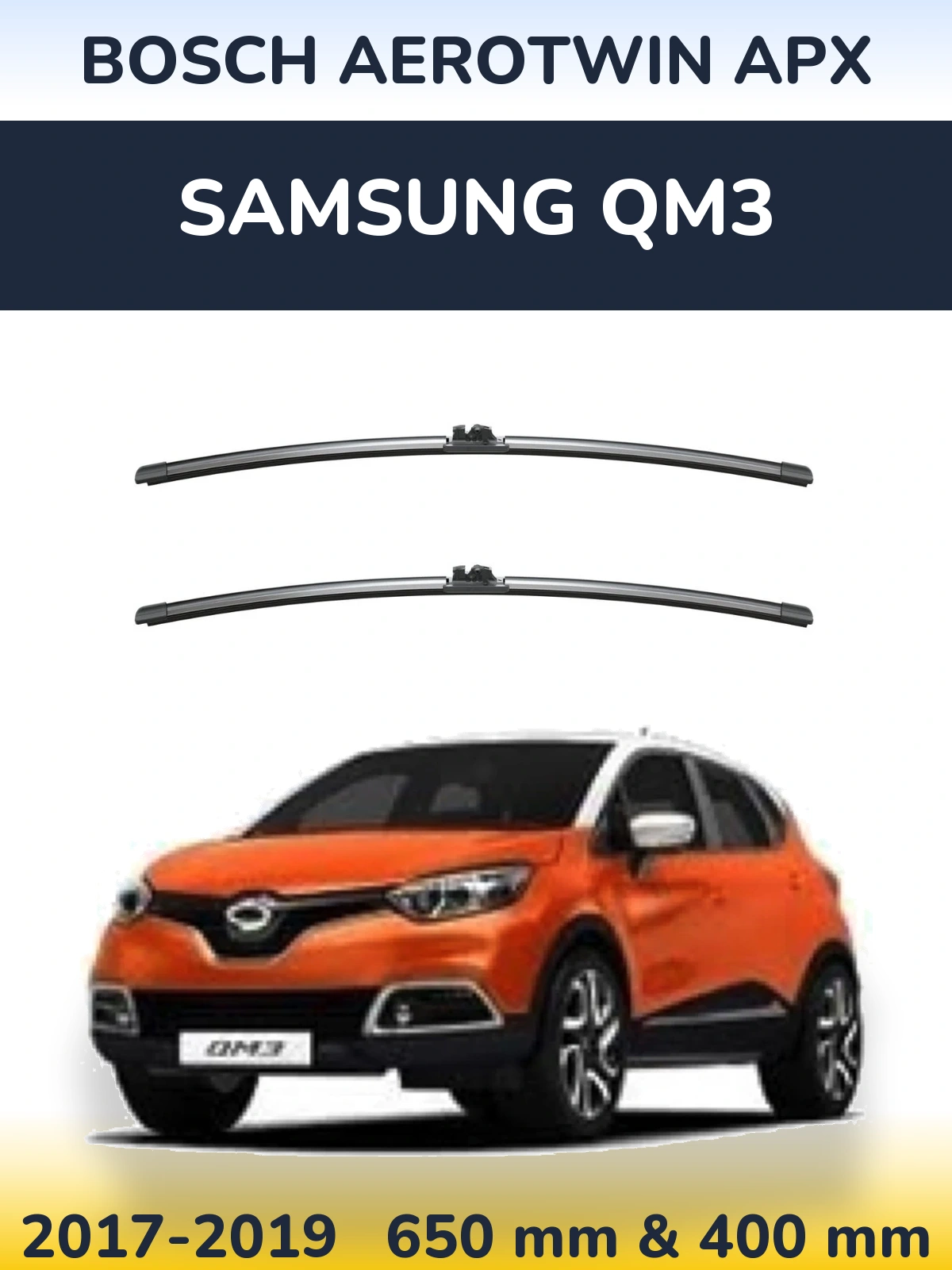 Komplet przednich wycieraczek BOSCH AeroTwin APX 650 & 400 mm do Samsung QM3 2017-2019