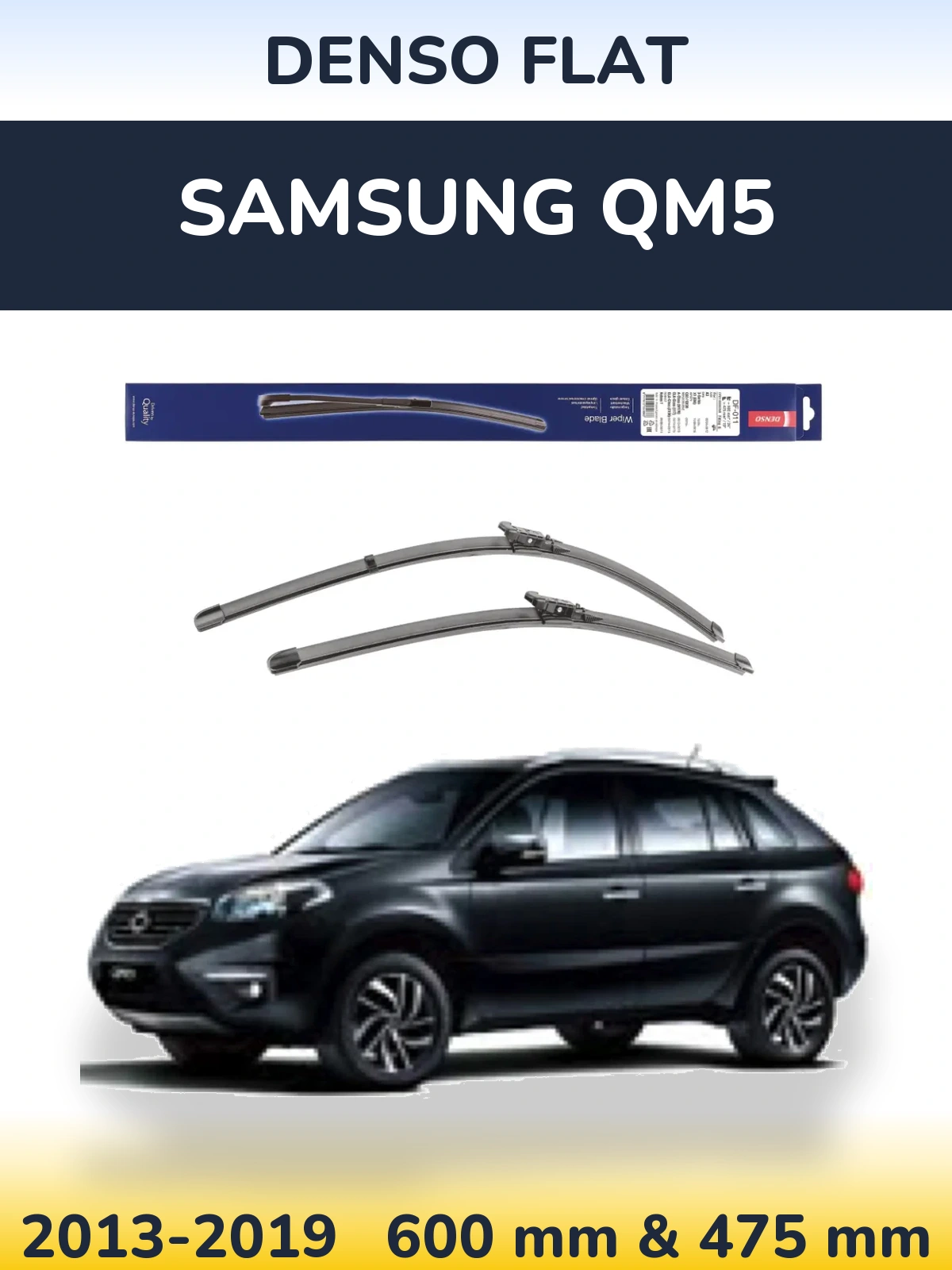 Komplet przednich wycieraczek Denso Flat 600 & 475 mm do Samsung QM5 2013-2019