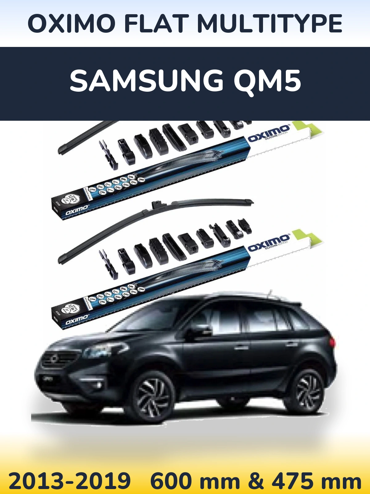 Комплект передніх щіток Oximo Flat MultiТипe 600 & 475 мм для Samsung QM5 2013-2019