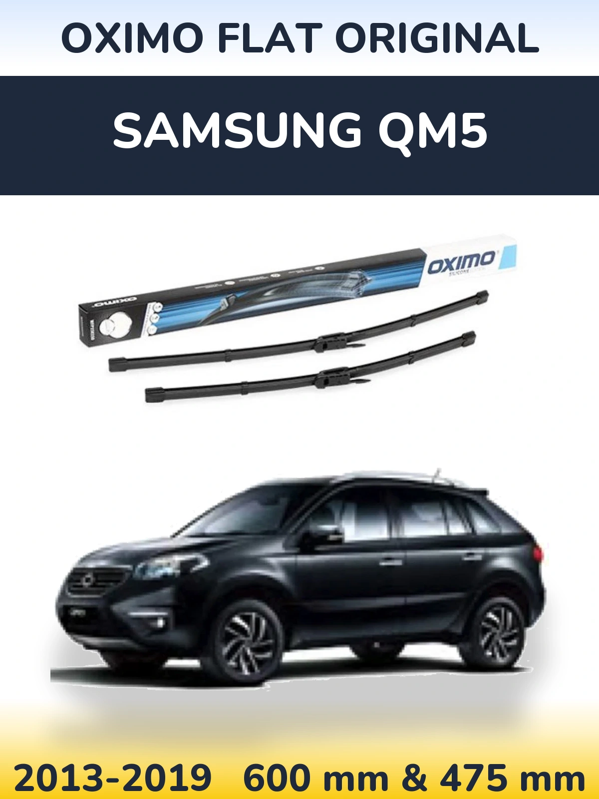 Комплект передних дворников Oximo Flat Original 600 & 475 мм для Samsung QM5 2013-2019