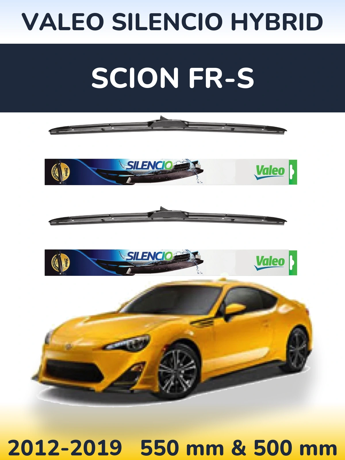 Комплект передних дворников Valeo Silencio Hybrid 550 & 500 мм для Scion FR-S 2012-2019