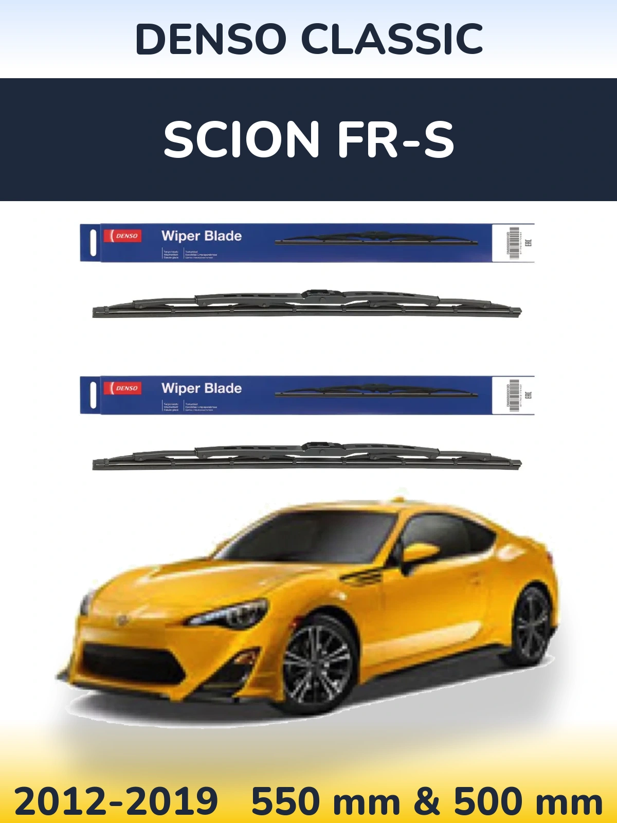 Komplet przednich wycieraczek Denso Classic 550 & 500 mm do Scion FR-S 2012-2019