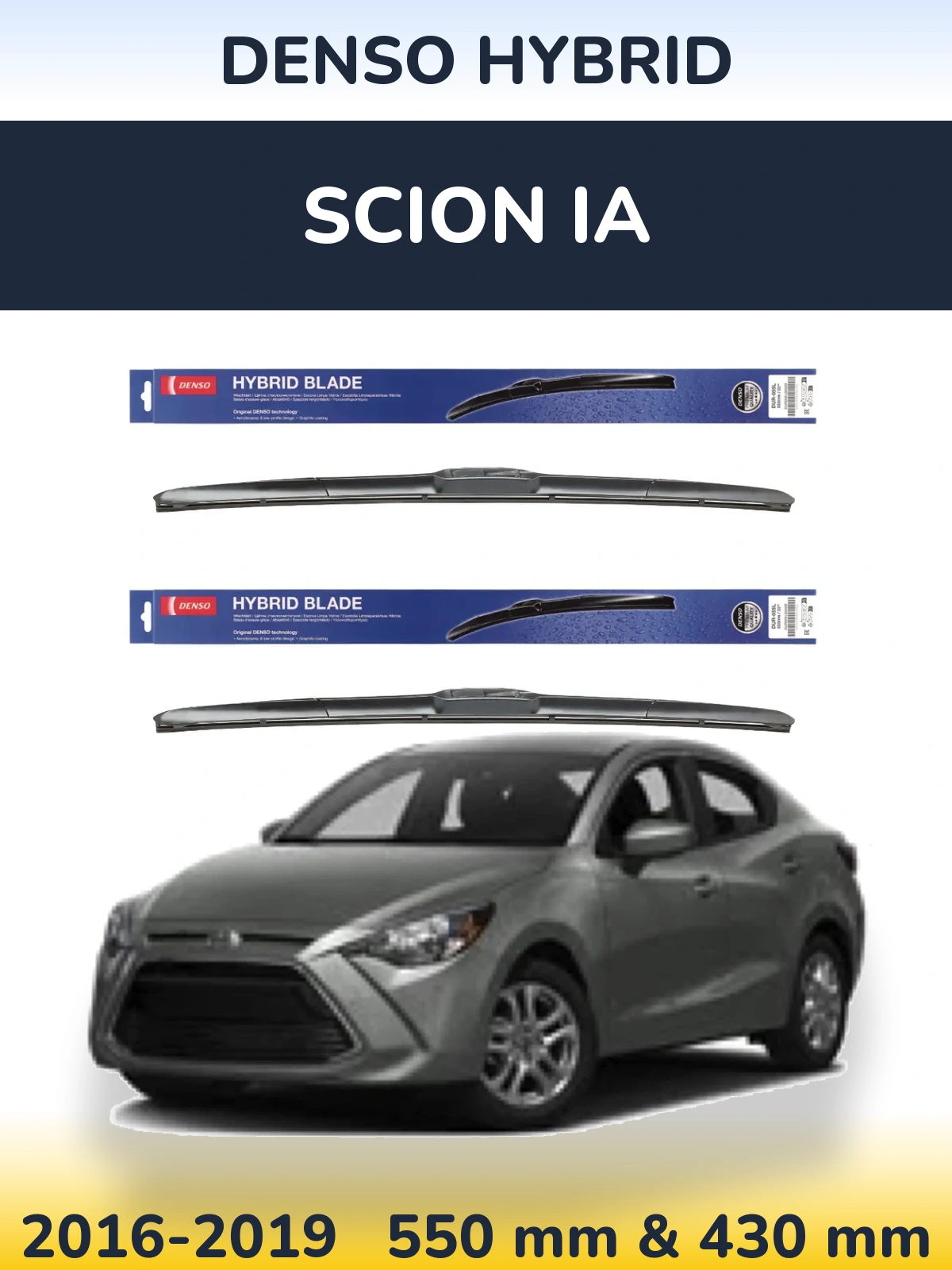 Комплект передніх щіток Denso Hybrid 550 & 430 мм для Scion iA 2016-2019