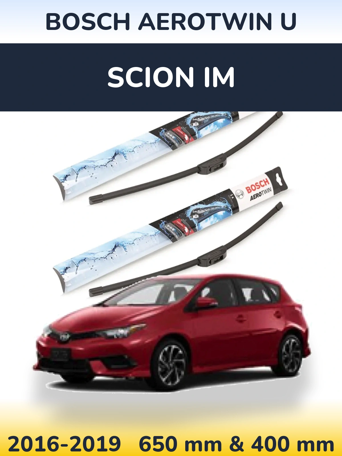 Комплект передніх щіток BOSCH AeroTwin U 650 & 400 мм для Scion iM 2016-2019