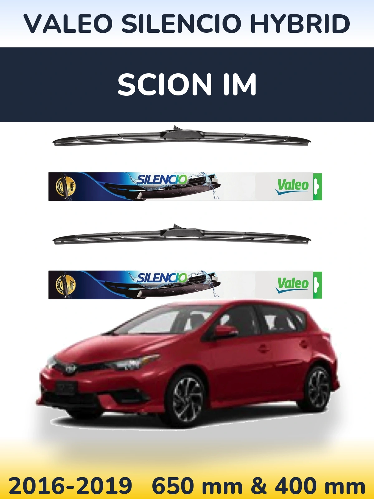 Комплект передніх щіток Valeo Silencio Hybrid 650 & 400 мм для Scion iM 2016-2019