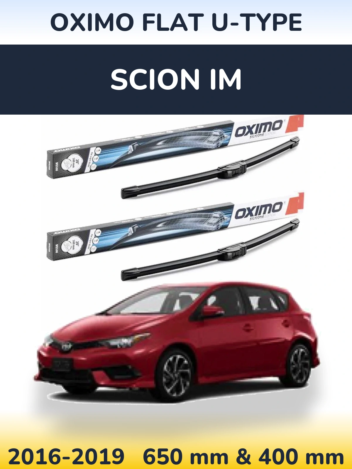 Комплект передних дворников Oximo Flat U-type 650 & 400 мм для Scion iM 2016-2019