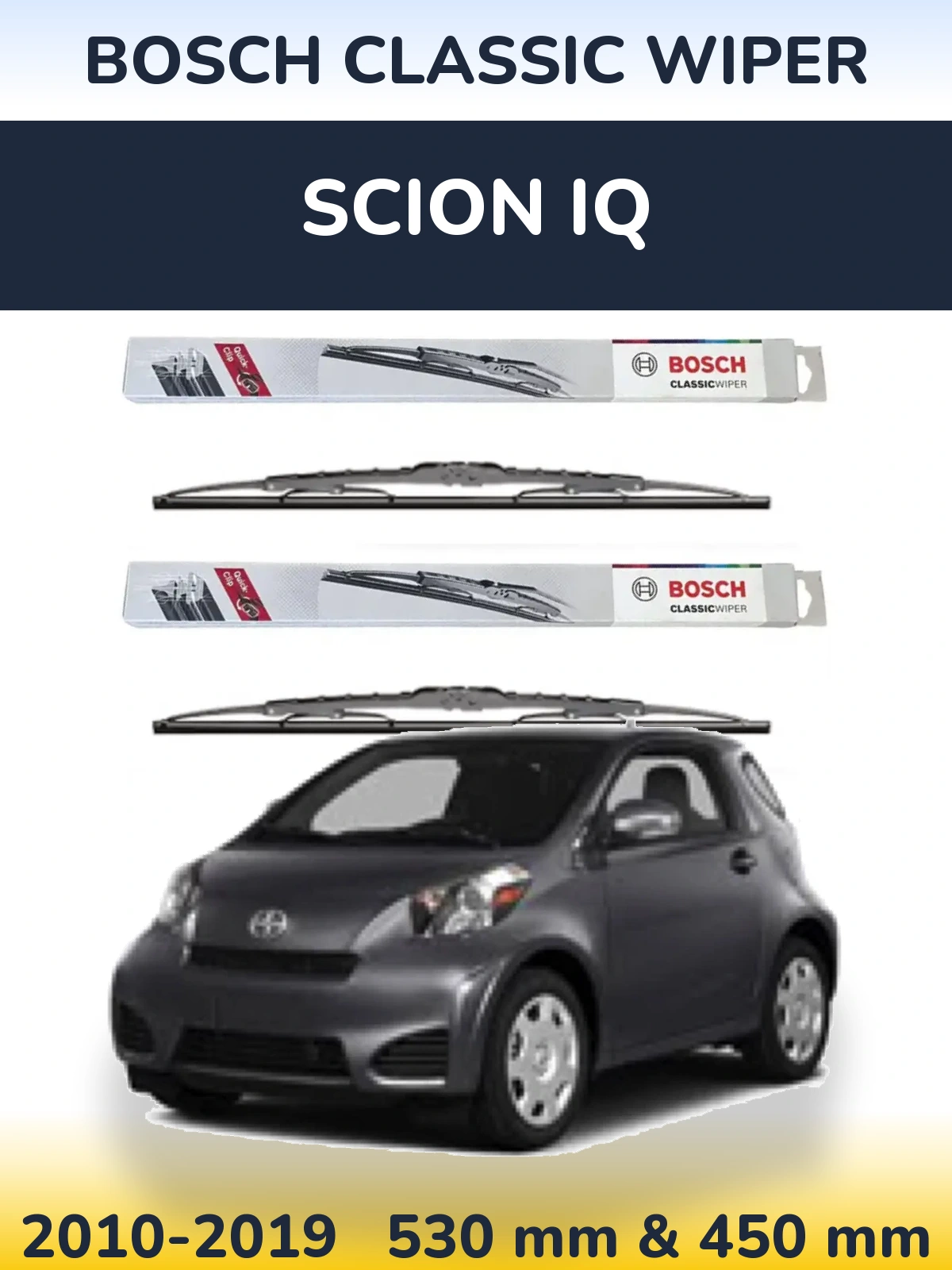 Komplet przednich wycieraczek BOSCH Classic Wiper 530 & 450 mm do Scion iQ 2010-2019
