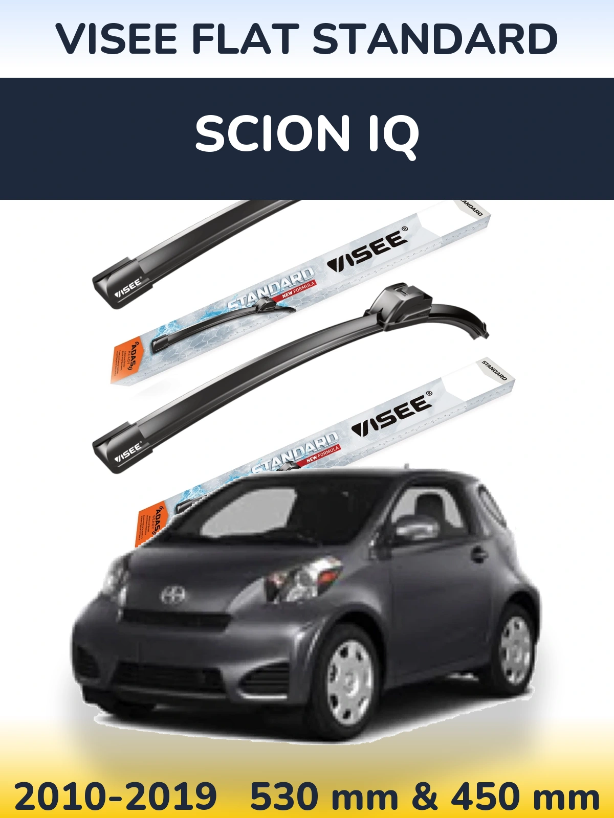 Комплект передних дворников VISEE FLAT STANDARD 530 & 450 мм для Scion iQ 2010-2019