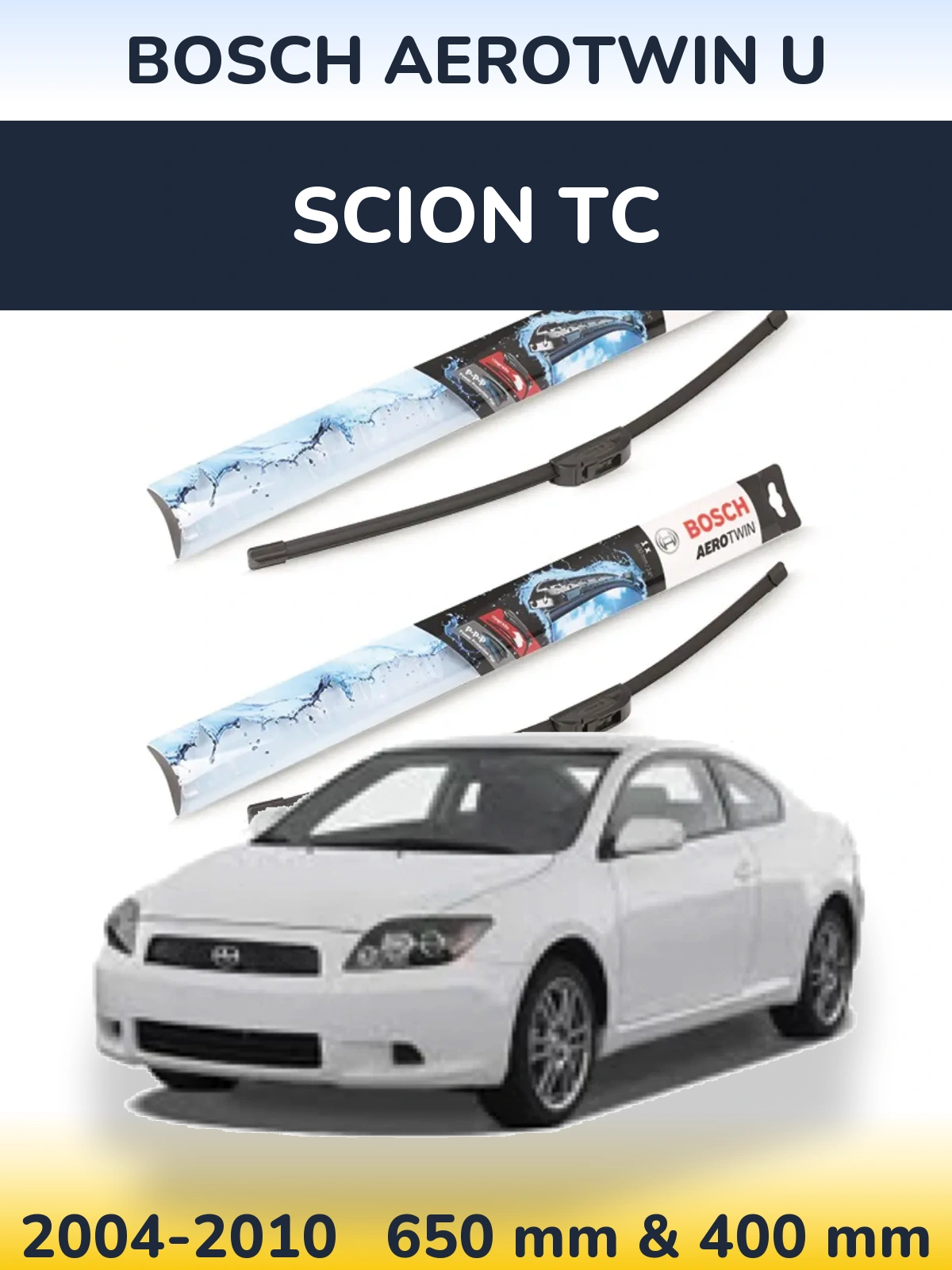 Комплект передних дворников BOSCH AeroTwin U 650 & 400 мм для Scion tC 2004-2010