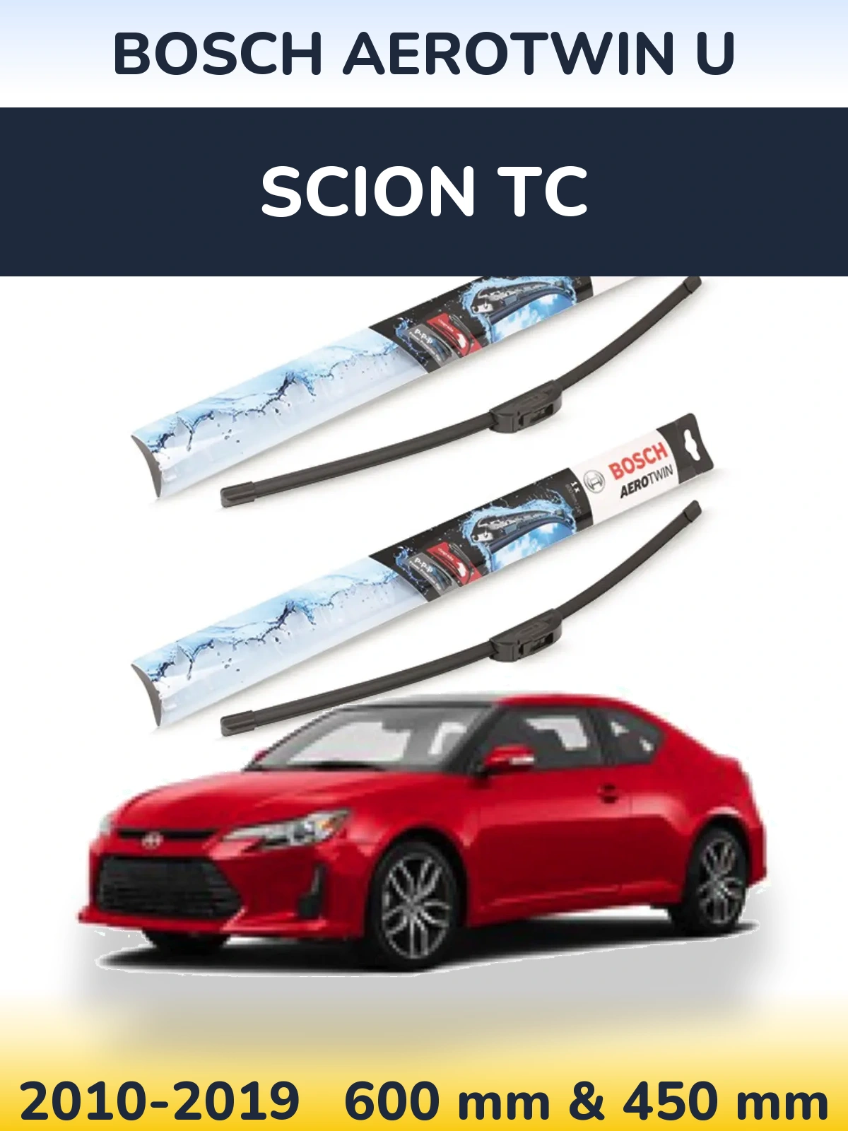 Komplet przednich wycieraczek BOSCH AeroTwin U 600 & 450 mm do Scion tC 2010-2019