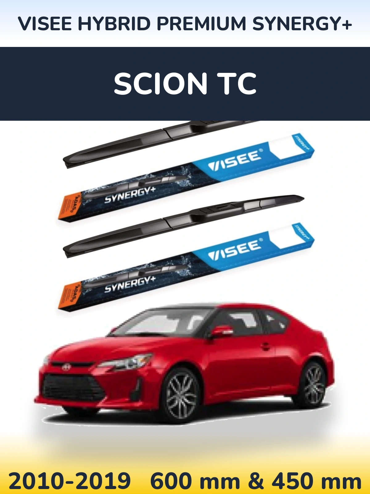 Комплект передних дворников VISEE HYBRID PREMIUM SYNERGY+ 600 & 450 мм для Scion tC 2010-2019