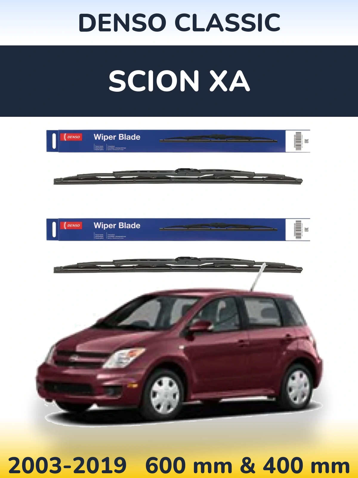 Комплект передних дворников Denso Classic 600 & 400 мм для Scion xA 2003-2019