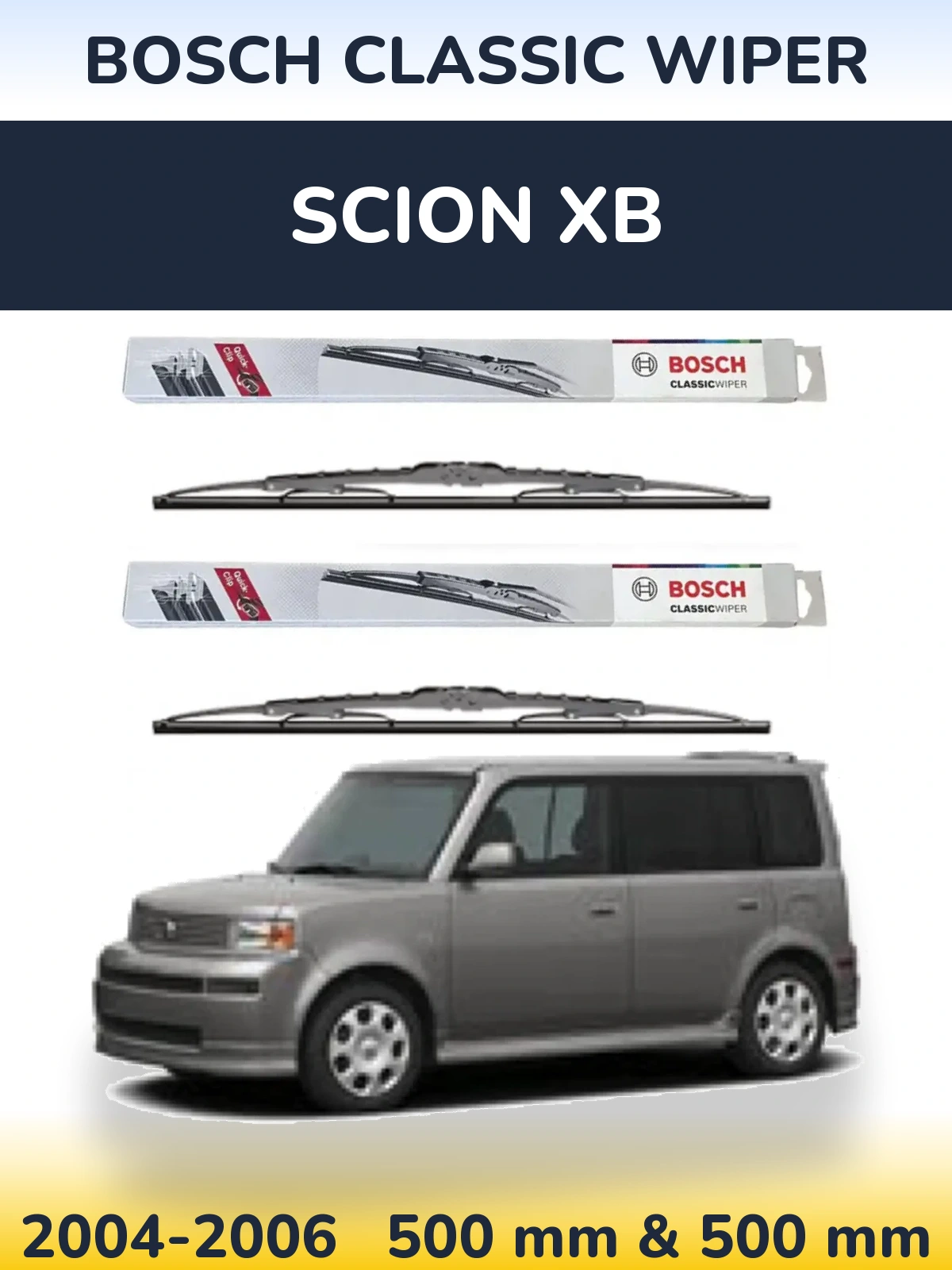 Komplet przednich wycieraczek BOSCH Classic Wiper 500 & 500 mm do Scion xB 2004-2006