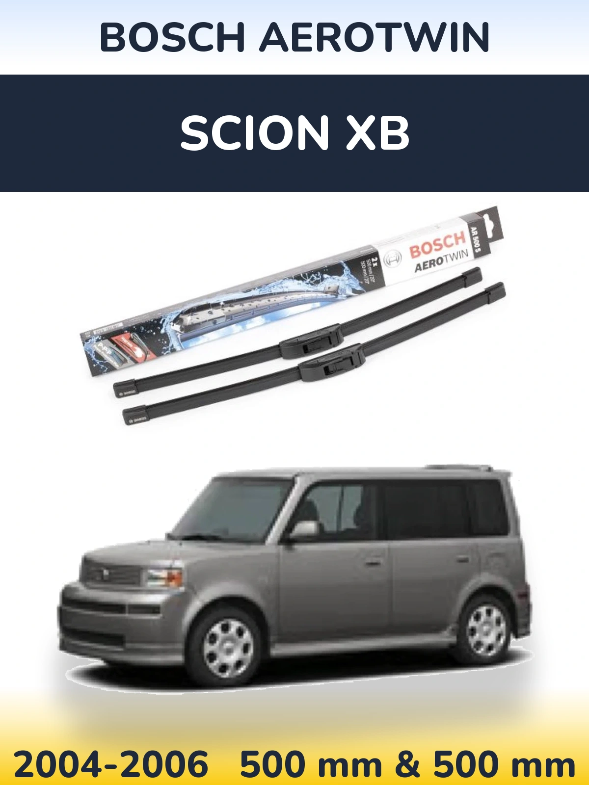 Комплект передних дворников BOSCH AeroTwin 500 & 500 мм для Scion xB 2004-2006