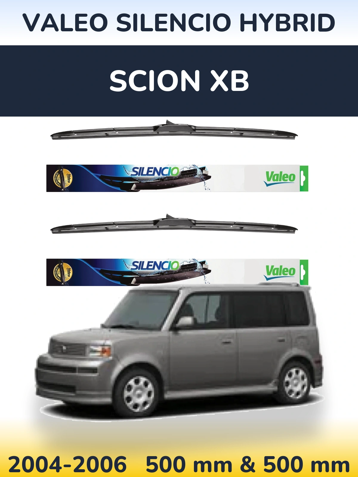 Komplet przednich wycieraczek Valeo Silencio Hybrid 500 & 500 mm do Scion xB 2004-2006