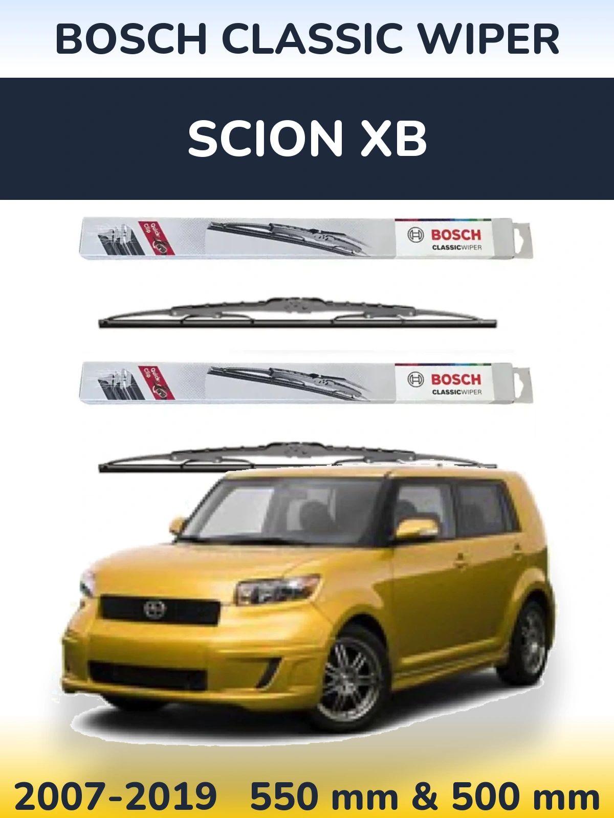 Komplet przednich wycieraczek BOSCH Classic Wiper 550 & 500 mm do Scion xB 2007-2019