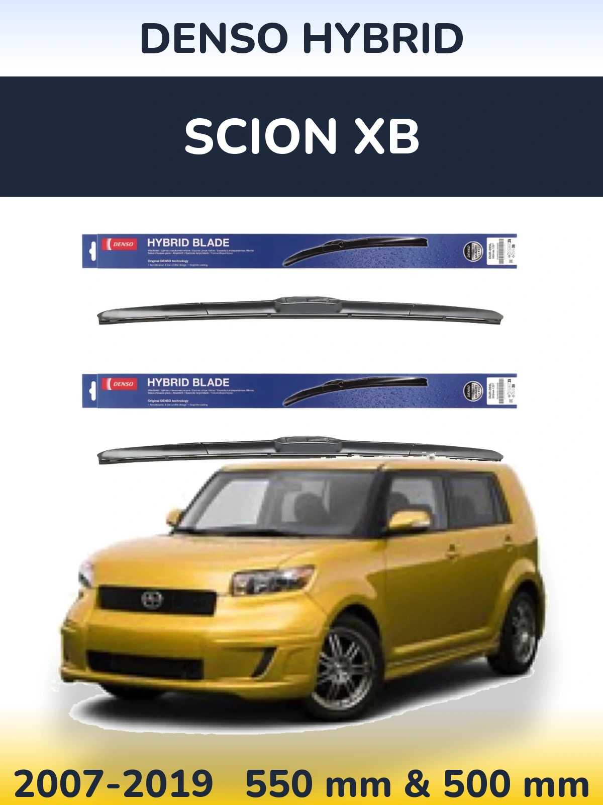 Komplet przednich wycieraczek Denso Hybrid 550 & 500 mm do Scion xB 2007-2019