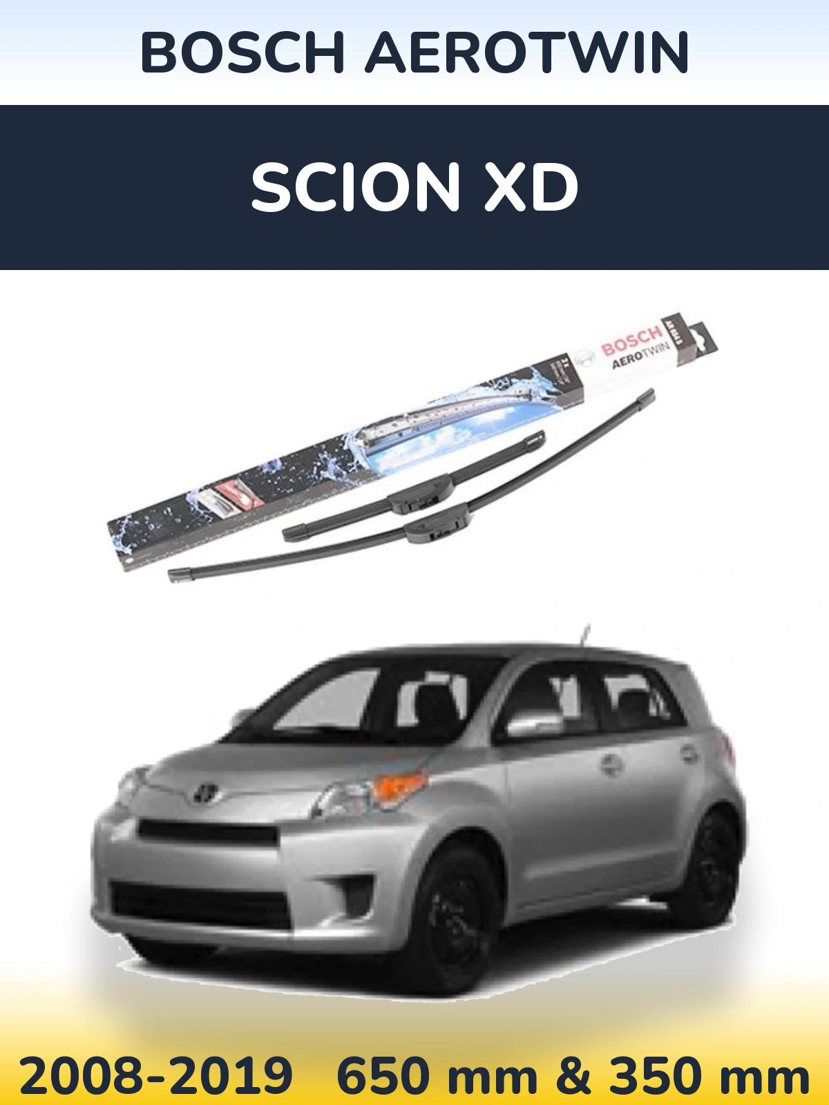 Komplet przednich wycieraczek BOSCH AeroTwin 650 & 350 mm do Scion xD 2008-2019