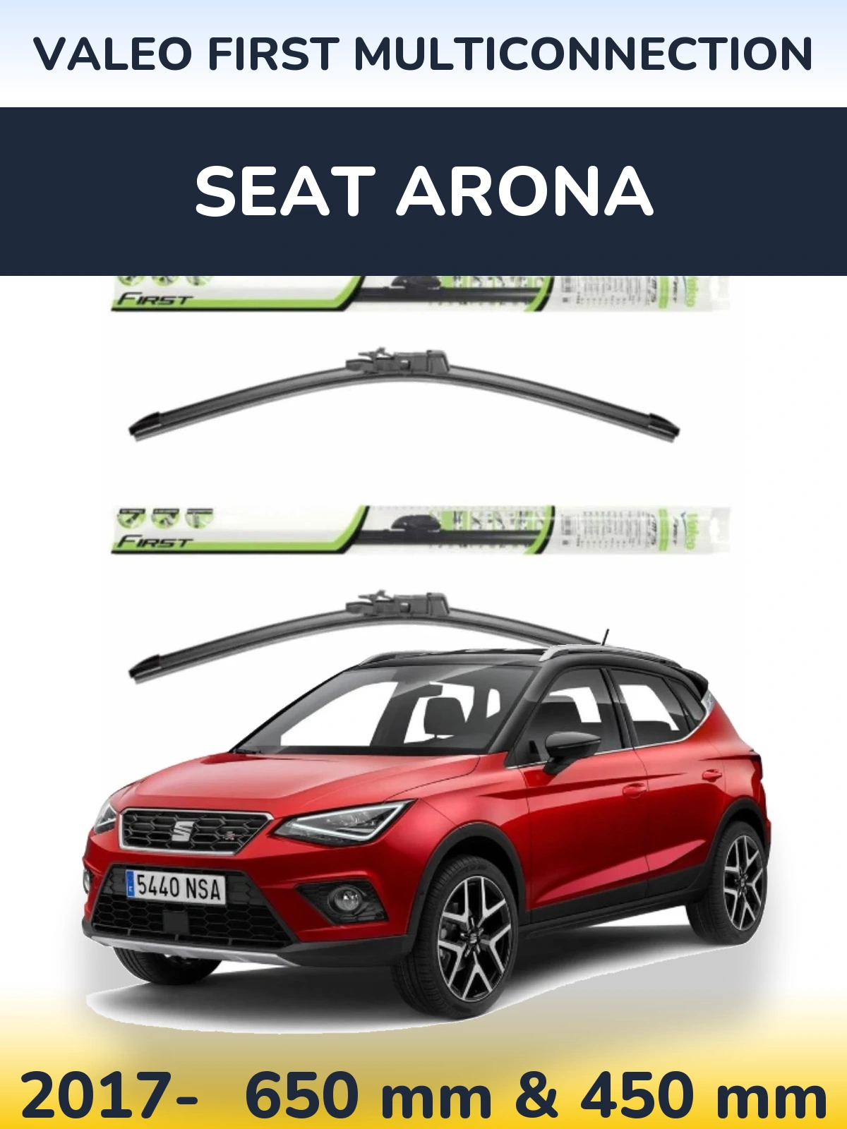 Komplet przednich wycieraczek Valeo First MultiConnection 650 & 450 mm do SEAT Arona 2017-2026