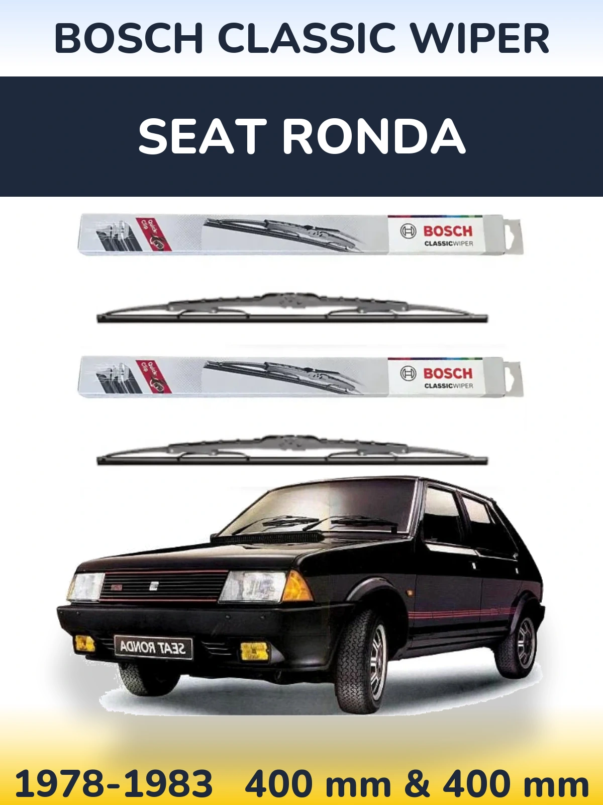 Комплект передніх щіток BOSCH Classic Wiper 400 & 400 мм для SEAT Ronda 1978-1983