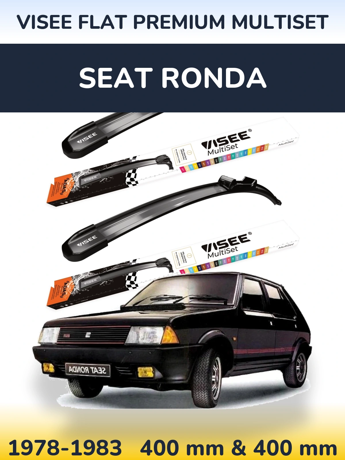 Комплект передних дворников VISEE FLAT PREMIUM MultiSet 400 & 400 мм для SEAT Ronda 1978-1983